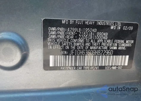 2009 Subaru Impreza Outback Sport из США, поврежденный, VIN JF1GH63609H822960